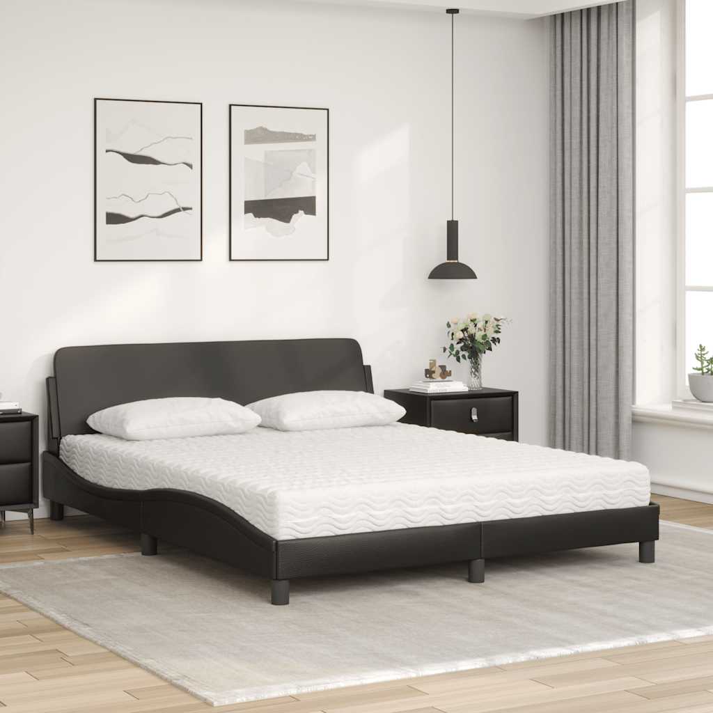 Bett mit Matratze "Dover" Schwarz 80x200 cm Kunstleder