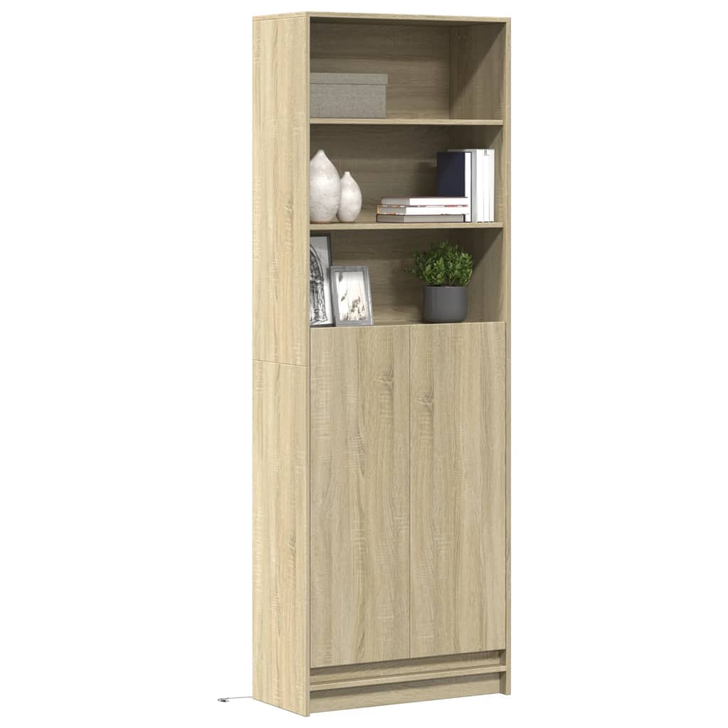 Highboard mit LED-Beleuchtung Weiß 69x32,5x200 cm Holzwerkstoff