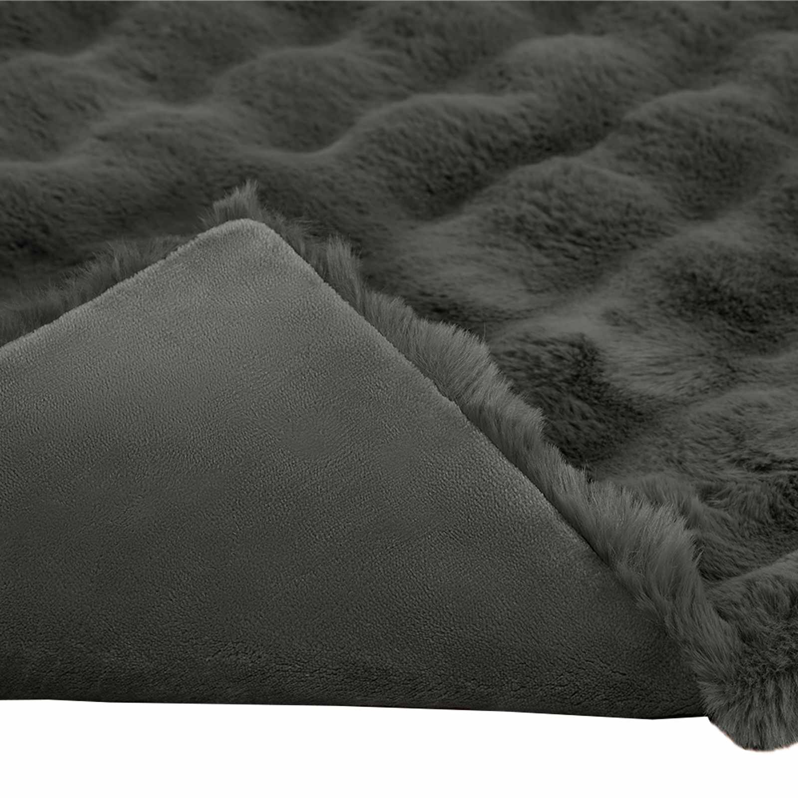 Rutschfeste Decke aus Kunstkaninchenfell Olite Beige Polyester