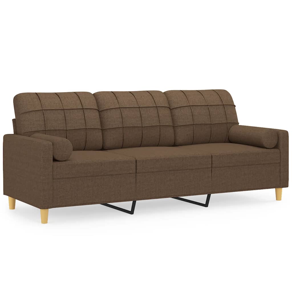 2-Sitzer-Sofa mit Zierkissen Braun 120 cm Stoff