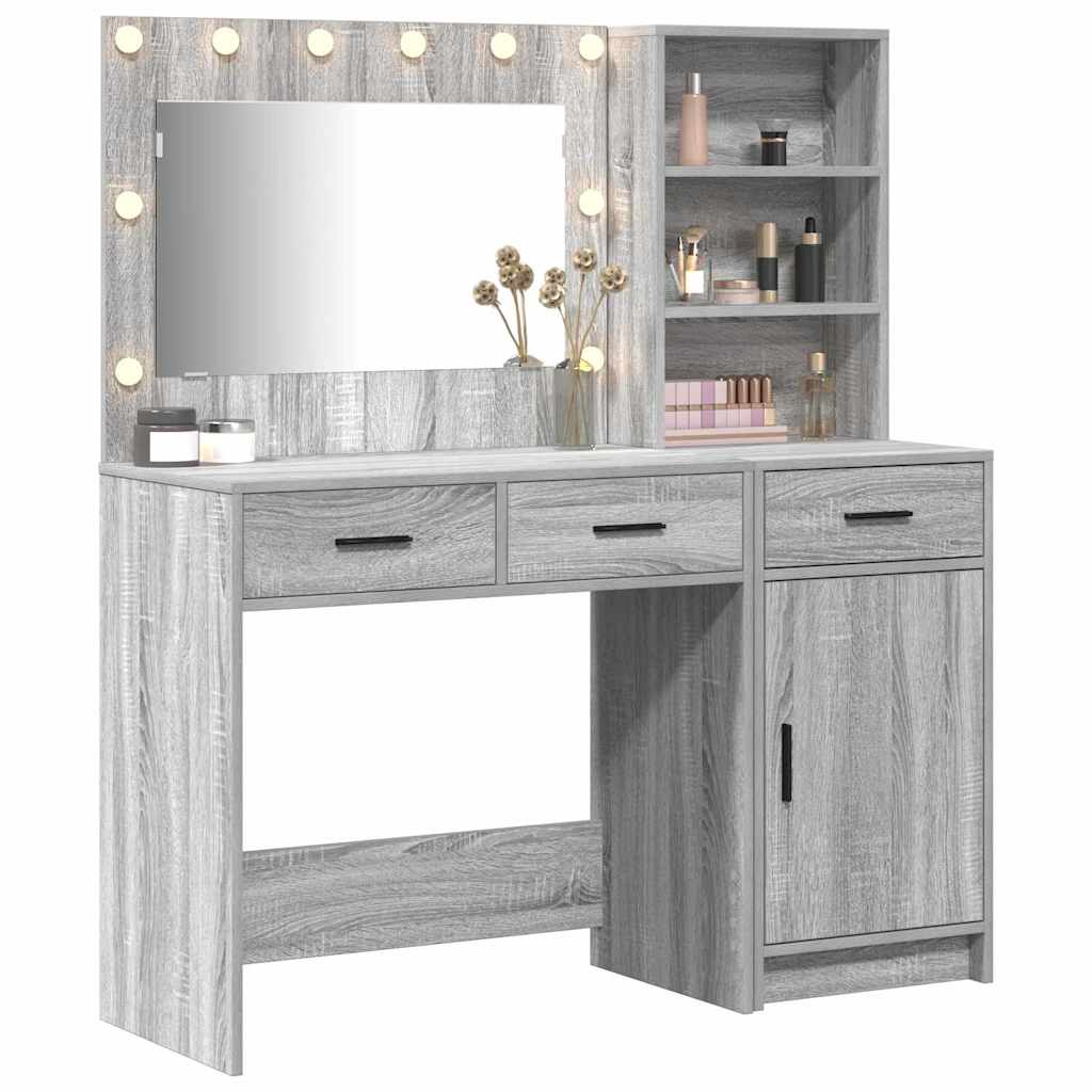 Schminktisch mit Spiegelbeleuchtung 2 pcs Weiß Holzwerkstoff