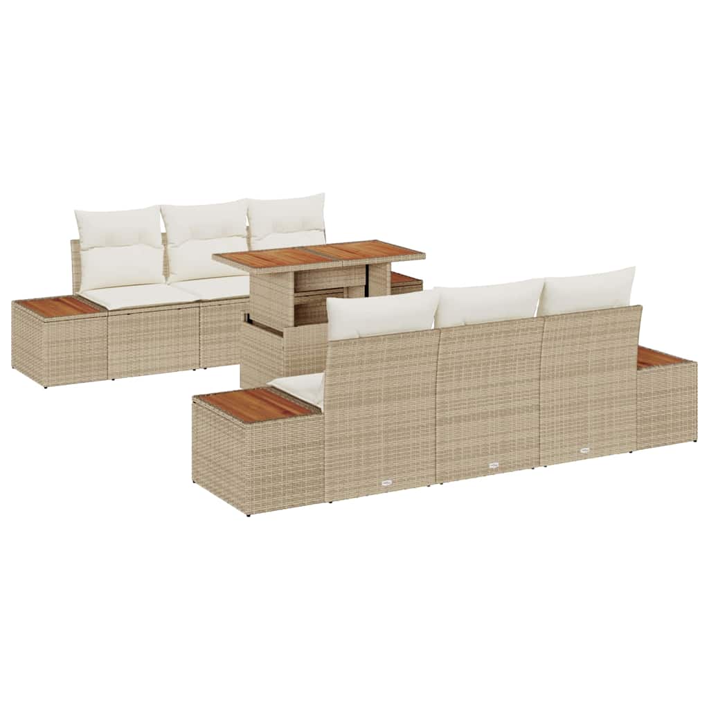 Garten Essgruppe mit Kissen 7 pcs Schwarz und Beige