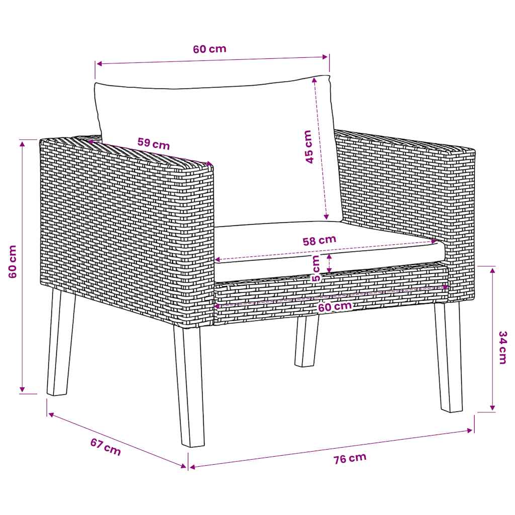 3-Sitzer-Gartensofa mit Auflagen Poly Rattan Beige