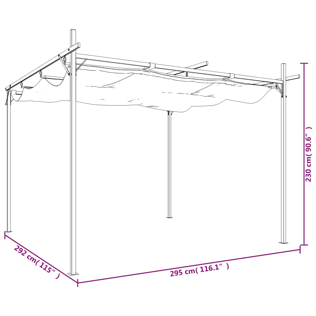 Pergola mit Schiebedach Creme 295x292x230 cm