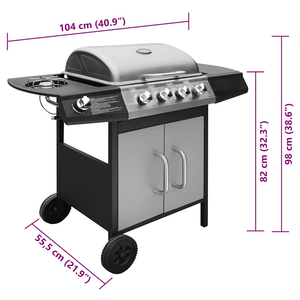 Gasgrill 4+1 Brenner Schwarz