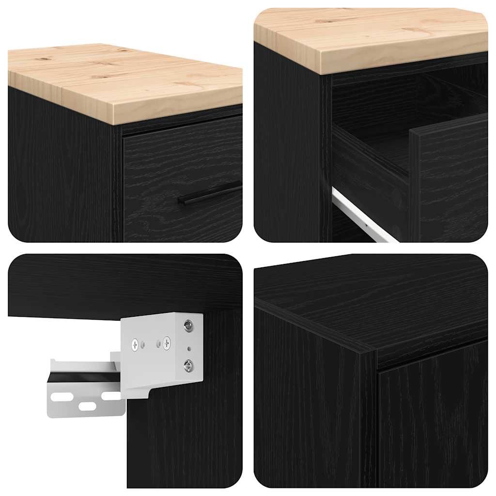 Garagenschränke 2 Stk. Schwarz Holzwerkstoff