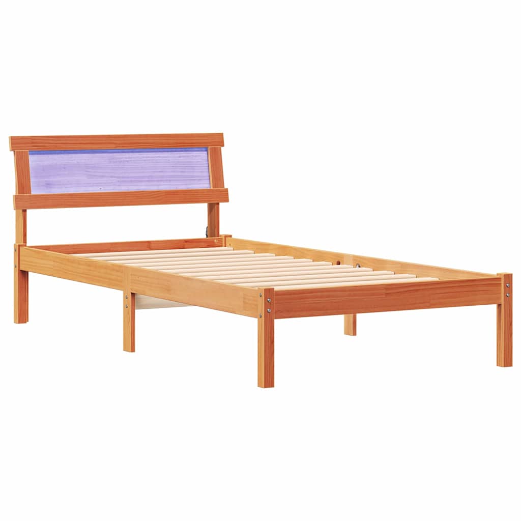 Bettgestell mit Kopfteil Braun 200 x 200 cm Massivholz Kiefer
