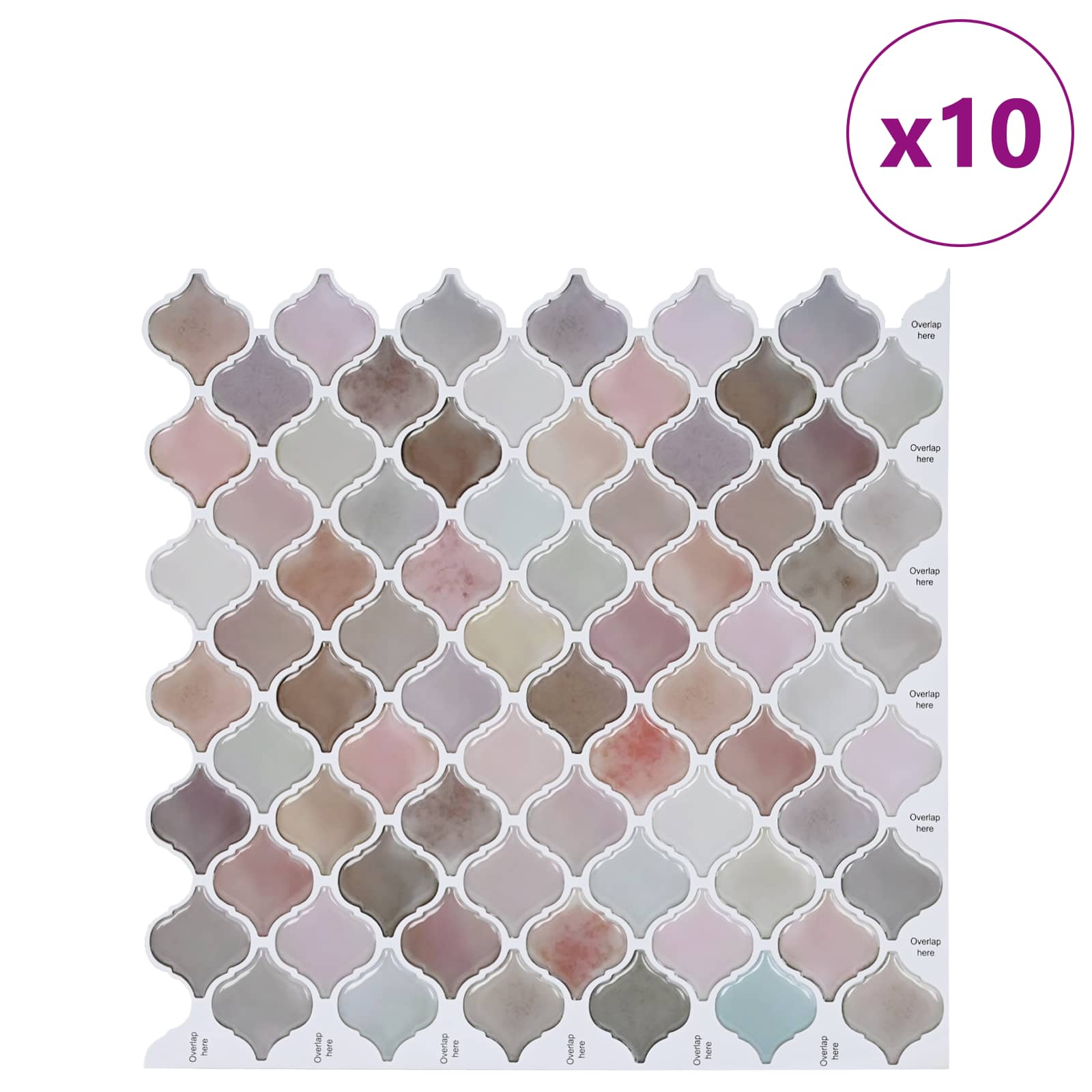 Lanturn Fliese 10 pcs Weiß 27 x 27 cm Polyurethan und PET