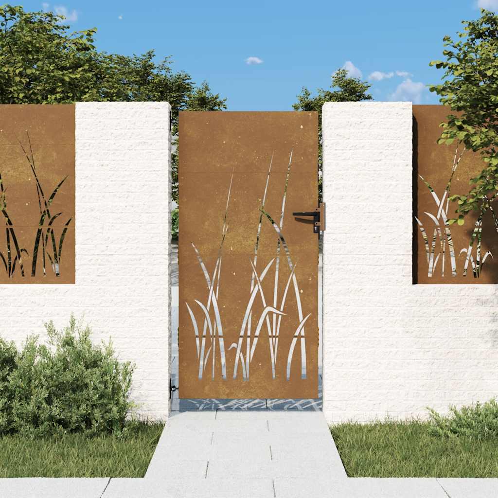 Gartentor 85x75 cm Cortenstahl Gras-Design