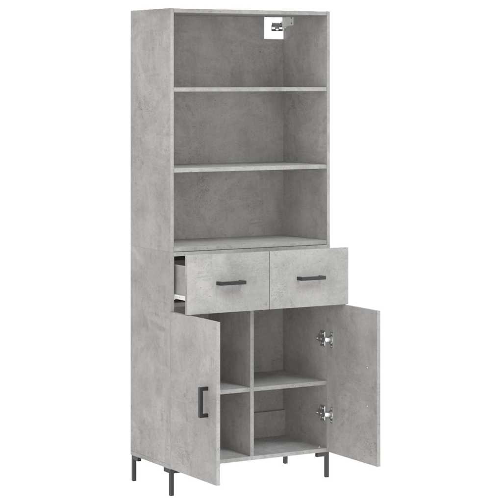Highboard Hochglanz-Weiß 69,5x34x180 cm Holzwerkstoff