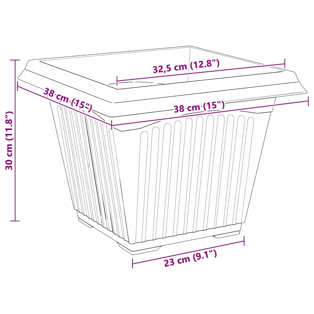 Blumentöpfe 6 pcs Ziegelrot 20 x 20 x 16 cm Kunststoff