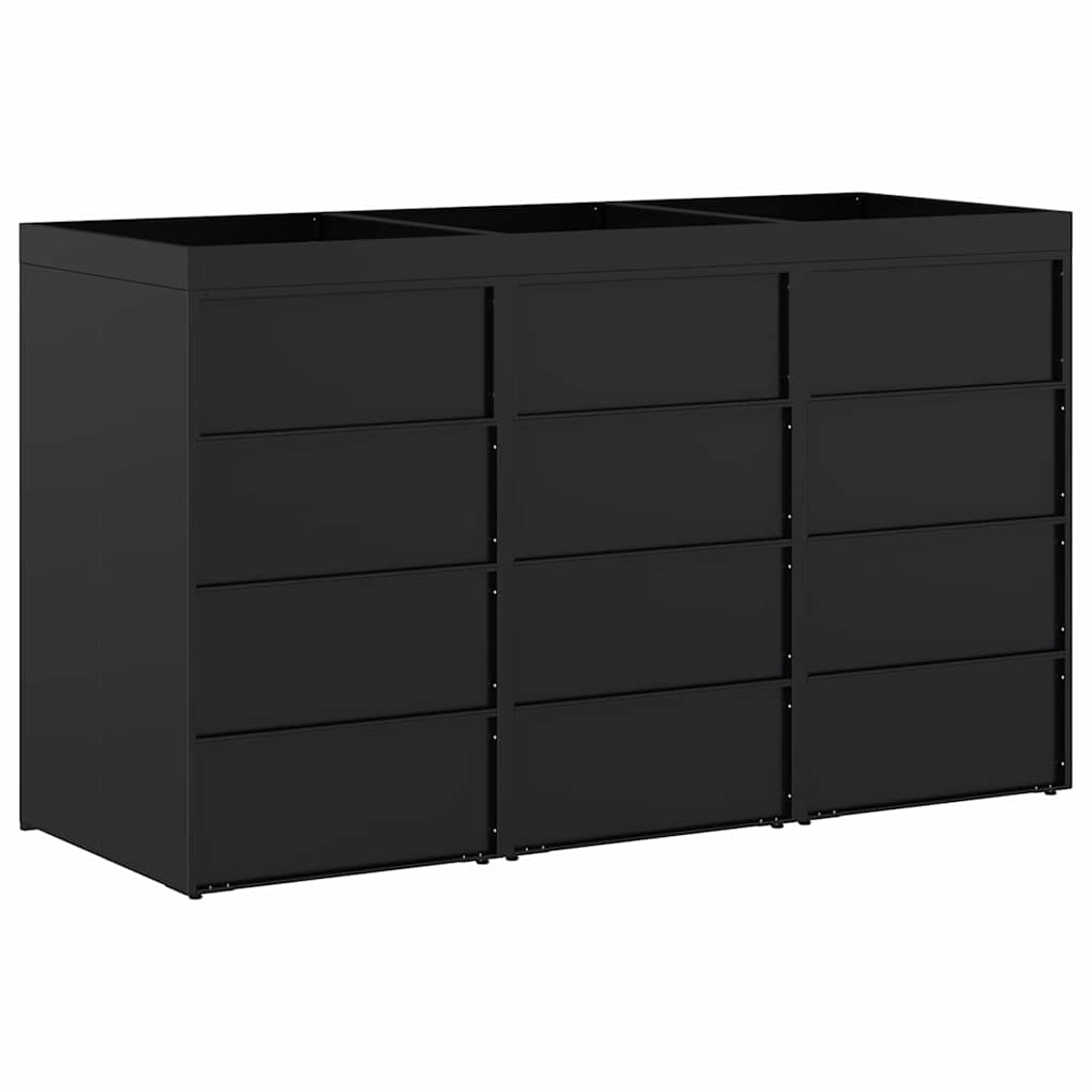 Mülltonnenbox für 2 Tonnen Schwarz 138x79x117 cm Stahl