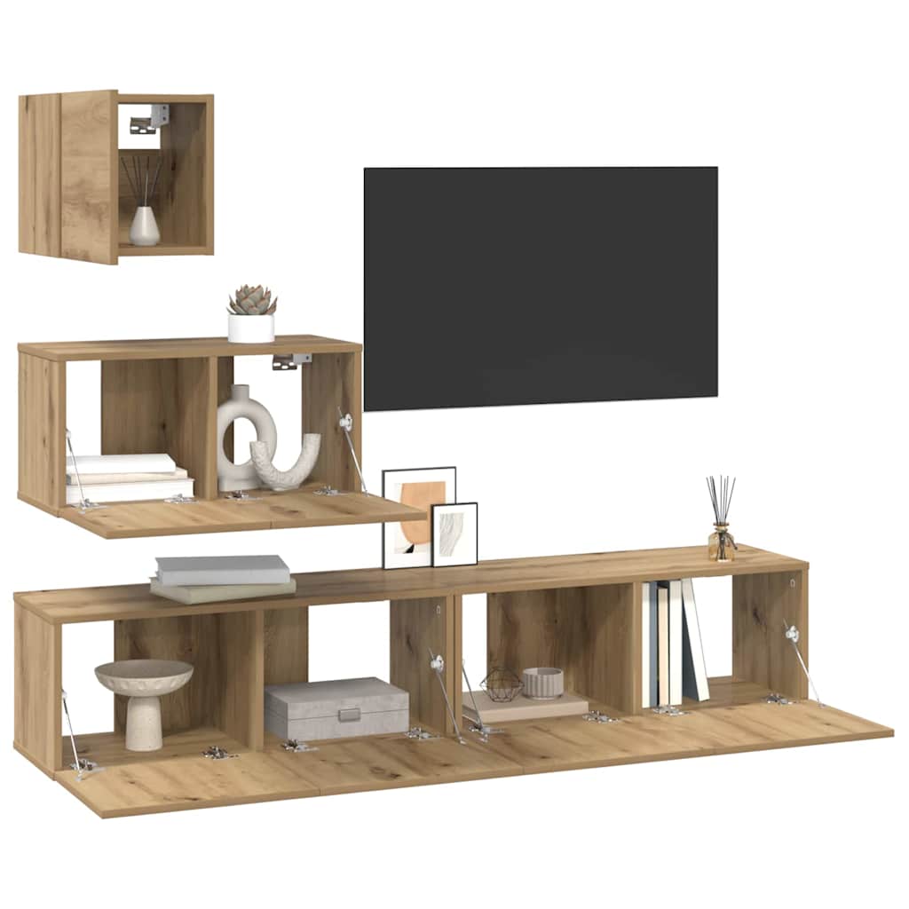 4-tlg. TV-Schrank-Set Weiß Holzwerkstoff