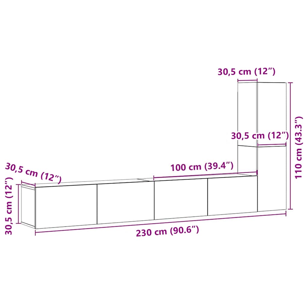 3-tlg. TV-Schrank-Set Weiß Holzwerkstoff