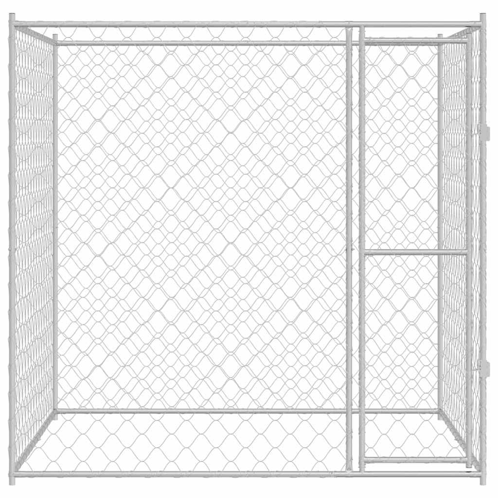 Hundezwinger mit Tür Grau 2x2x1,5 m Verzinkter Stahl