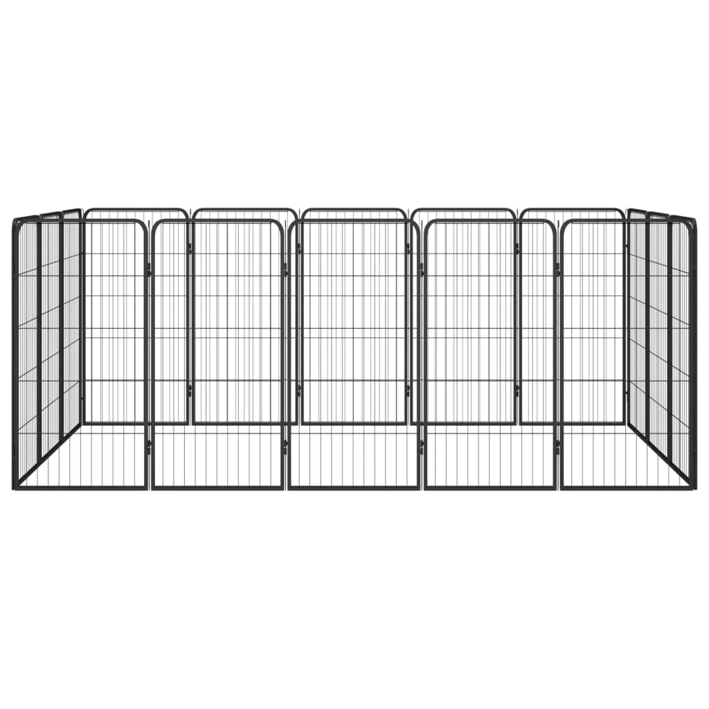 4-tlg. Hundelaufstall Schwarz 50x100cm Stahl Pulverbeschichtung