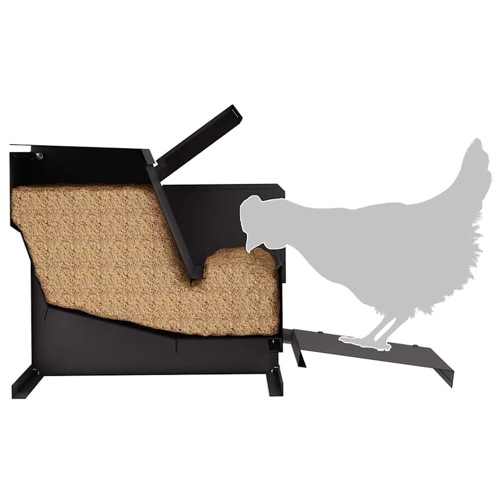 Hühnertretfeeder Schwarz 50 x 40 x 29 cm Kaltgewalzter Stahl
