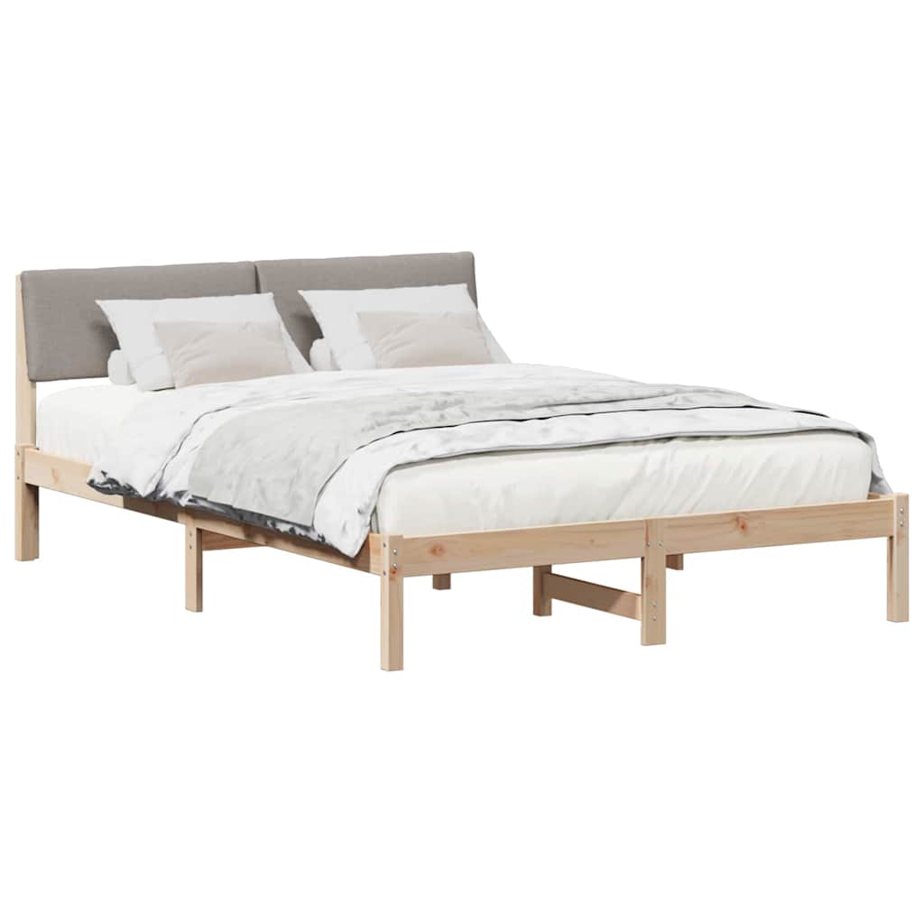 Bettgestell Braun und hellgrau 200 x 200 cm Massivholz Kiefer