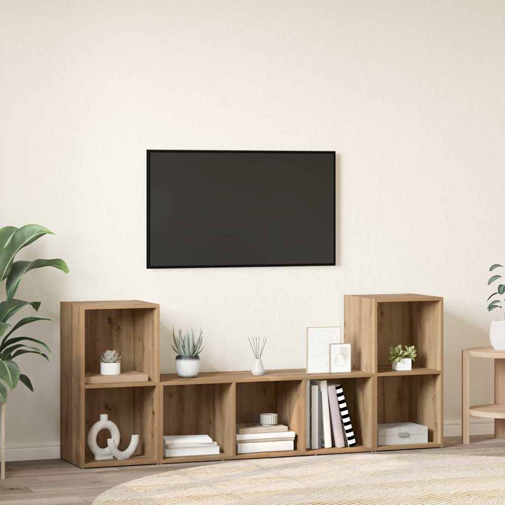 3-tlg. TV-Schrank-Set Weiß Holzwerkstoff