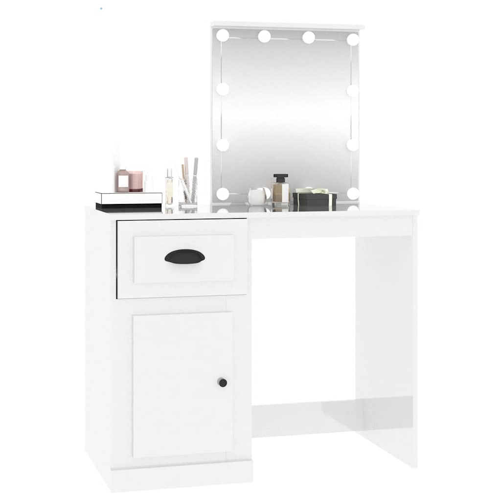 Schminktisch mit Spiegel Weiß 90x50x132,5 cm Holzwerkstoff