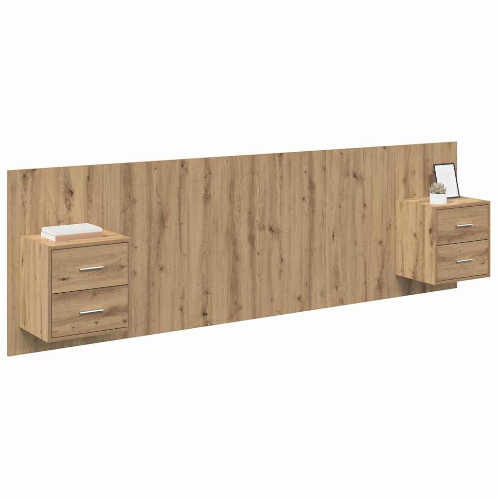 Kopfteil mit Nachttischen Weiß Holzwerkstoff