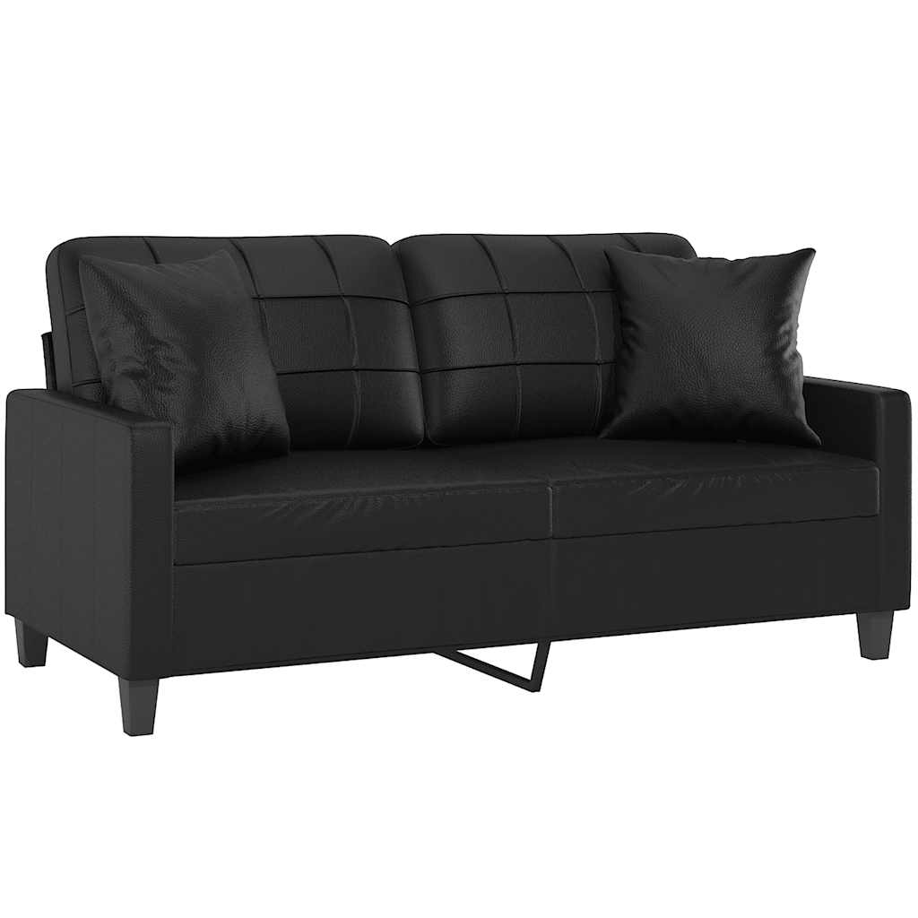 3-Sitzer-Sofa mit Zierkissen Schwarz 180 cm Kunstleder