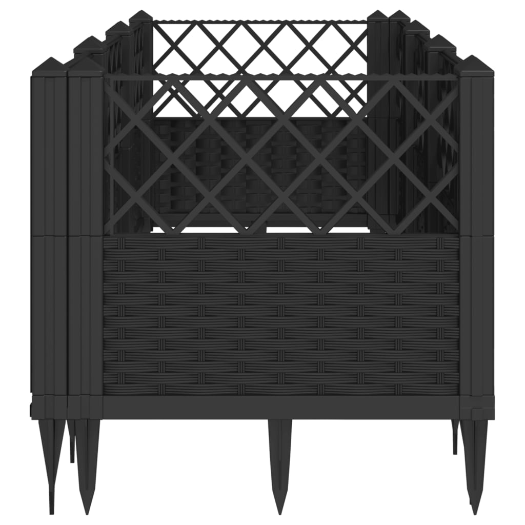 Pflanzkasten mit Erdspießen Schwarz 42,5x42,5x28,5 cm PP