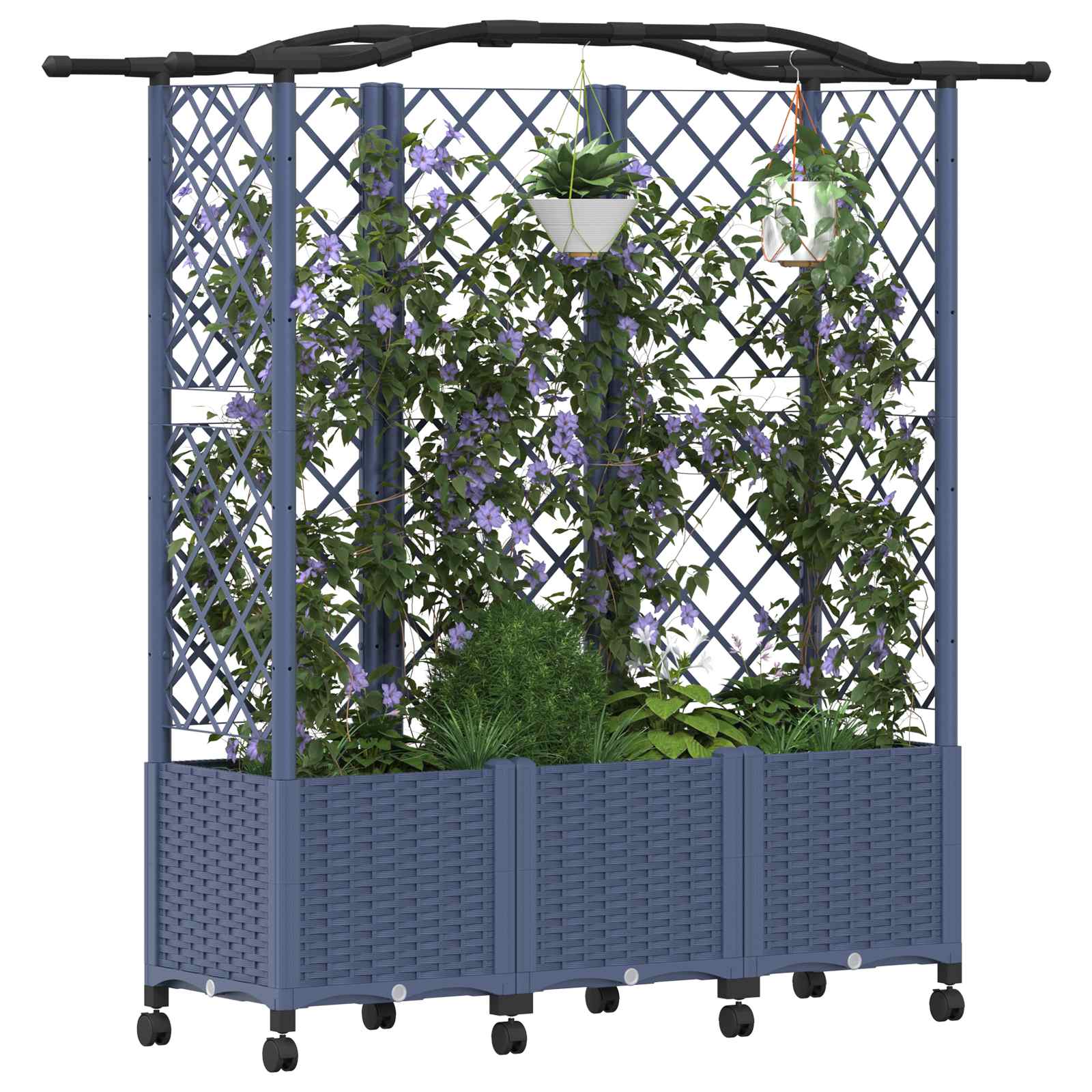 Hochbeet mit Rankgitter und Dach Braun 124 x 40 x 123 cm PP