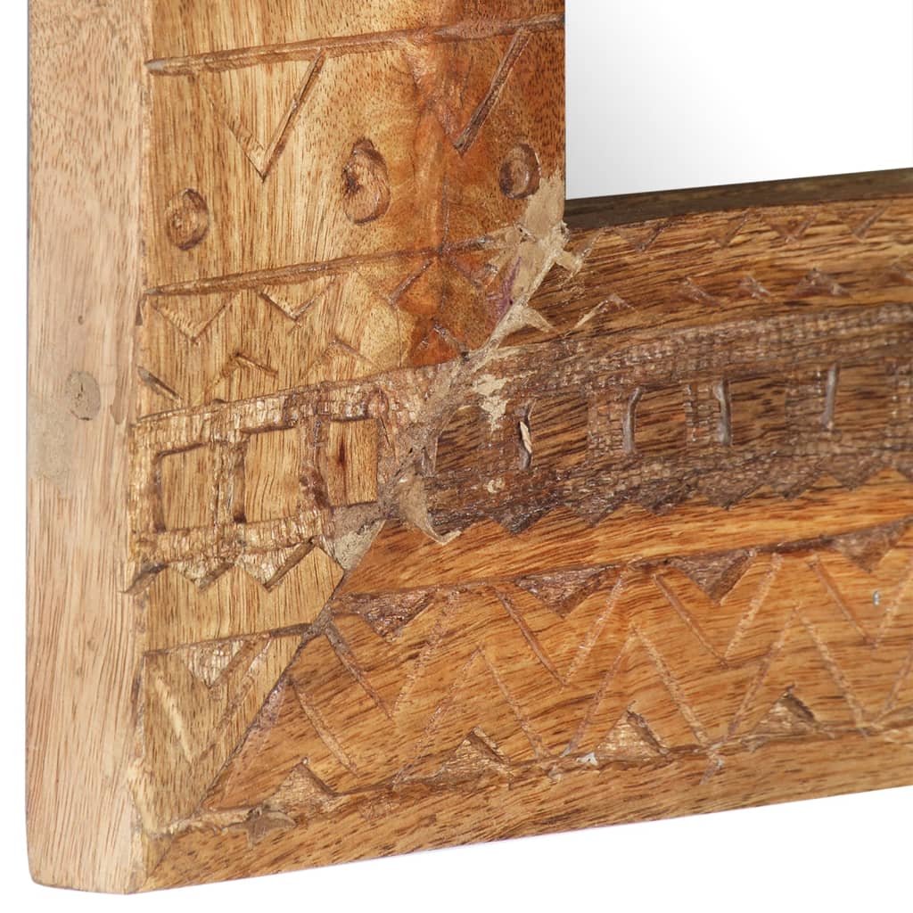 Handgeschnitzter Spiegel 50x50x2,5 cm Massivholz Mango