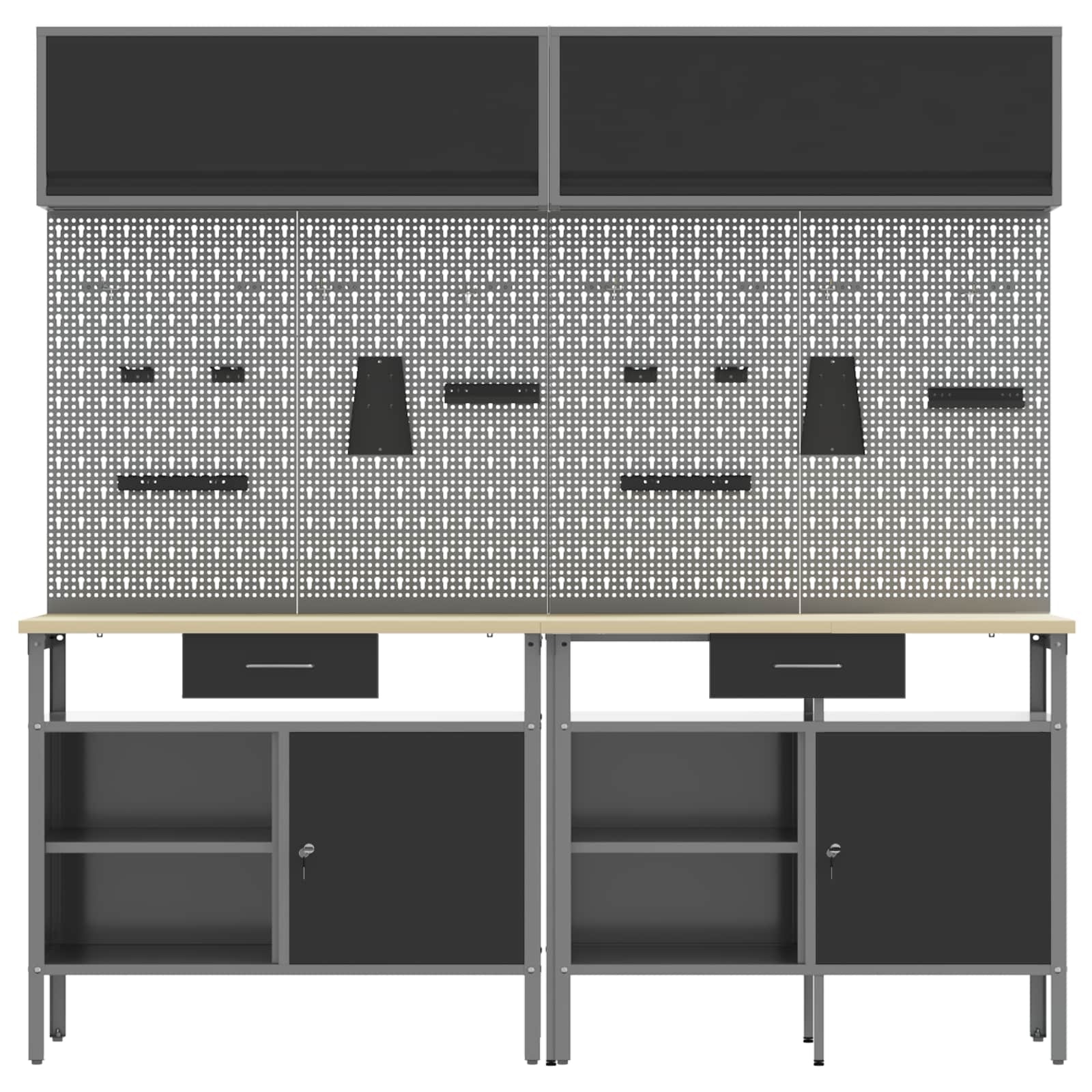 Werkbank-Set mit Schubladen 2 pcs Rot und Grau 200 x 55 x 85 cm