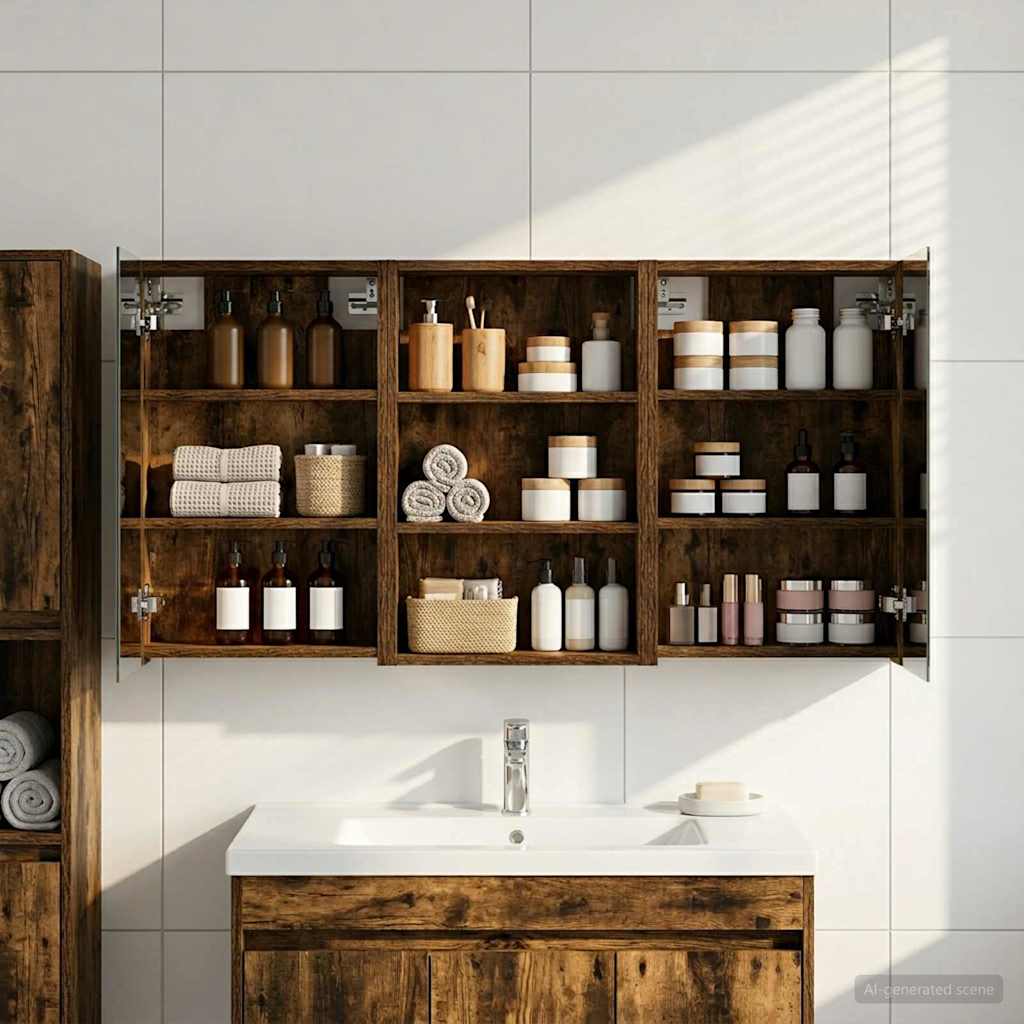 Badezimmerschrank-Set 3 pcs 80 x 10,5 x 50 cm Holzwerkstoff