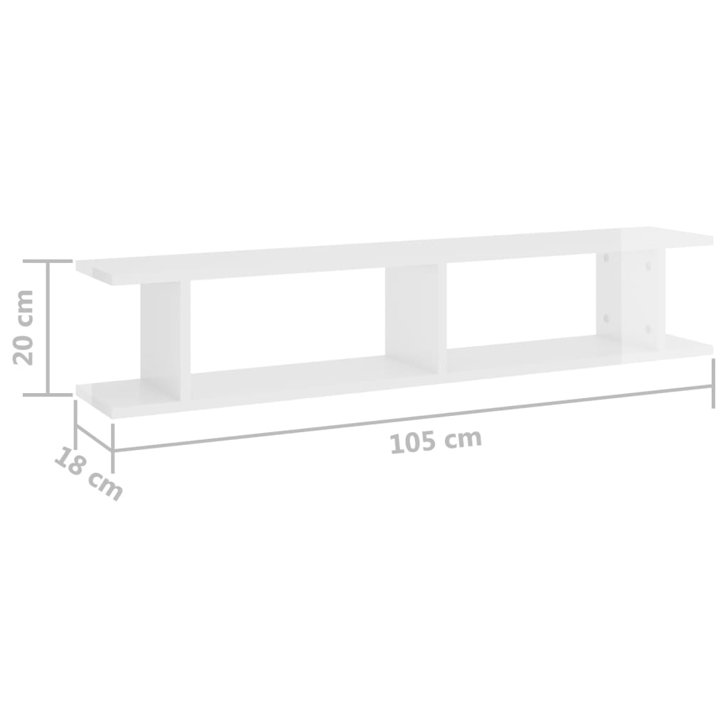 Wandregale 2 Stk. Weiß 75x18x20 cm Holzwerkstoff