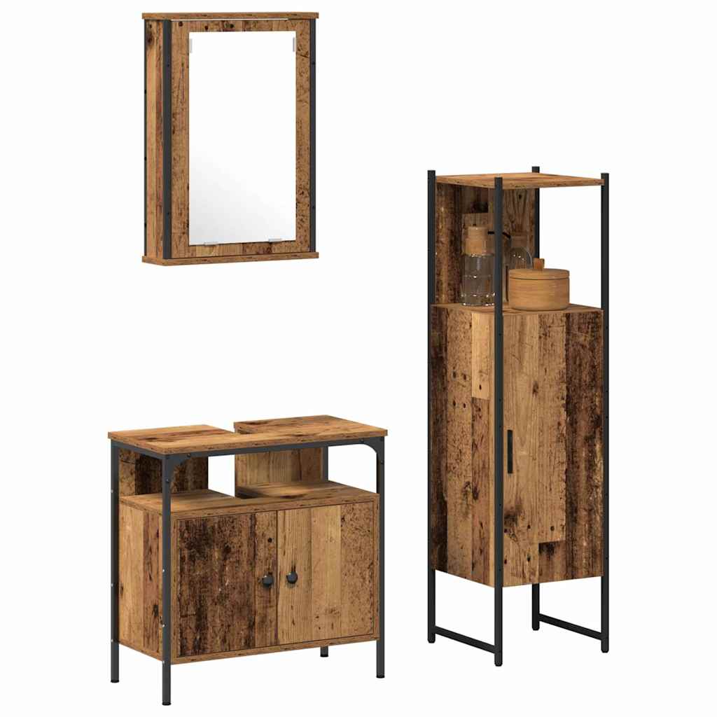 3-tlg. Badmöbel-Set Räuchereiche Holzwerkstoff