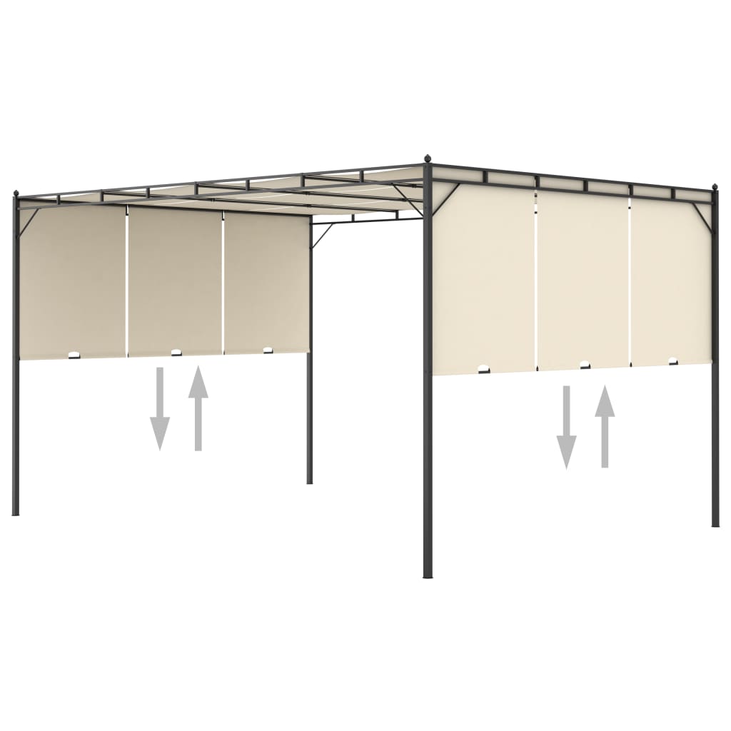 Pavillon 4 x 3 x 2,3 m Grün Polyester und Stahl