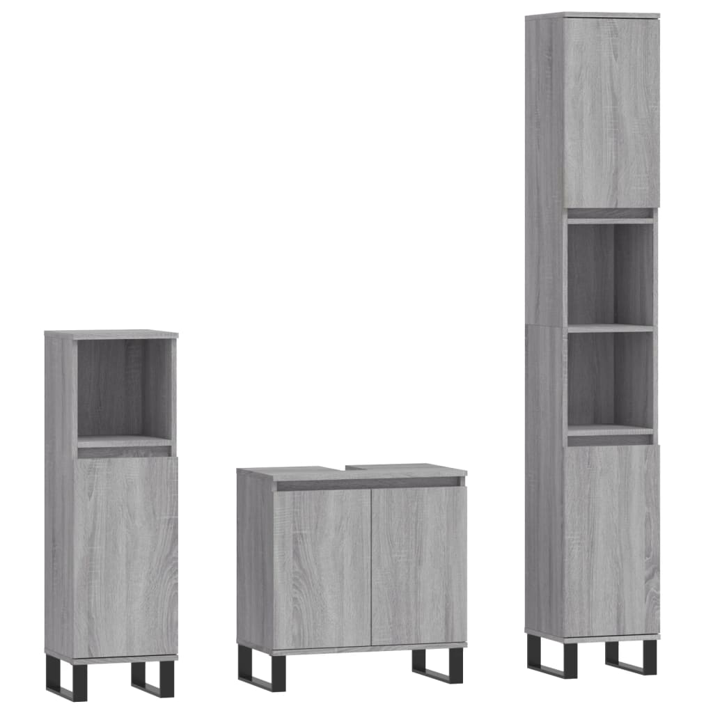 3-tlg. Badmöbel-Set Räuchereiche Holzwerkstoff
