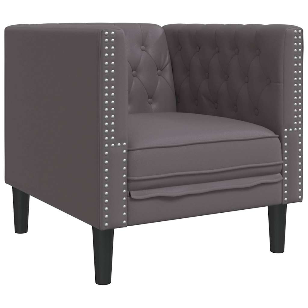 3-tlg. Chesterfield-Sofa-Set Schwarz Kunstleder