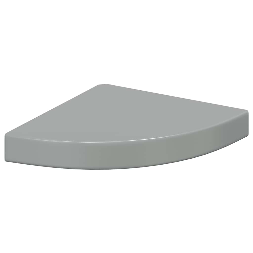 Schwebende Eckregale 2 Stk. Hochglanz-Weiß 25x25x3,8 cm MDF