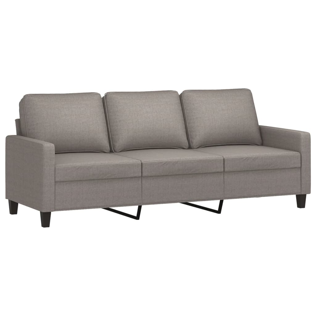 3-Sitzer-Sofa mit Hocker Creme 180 cm Stoff