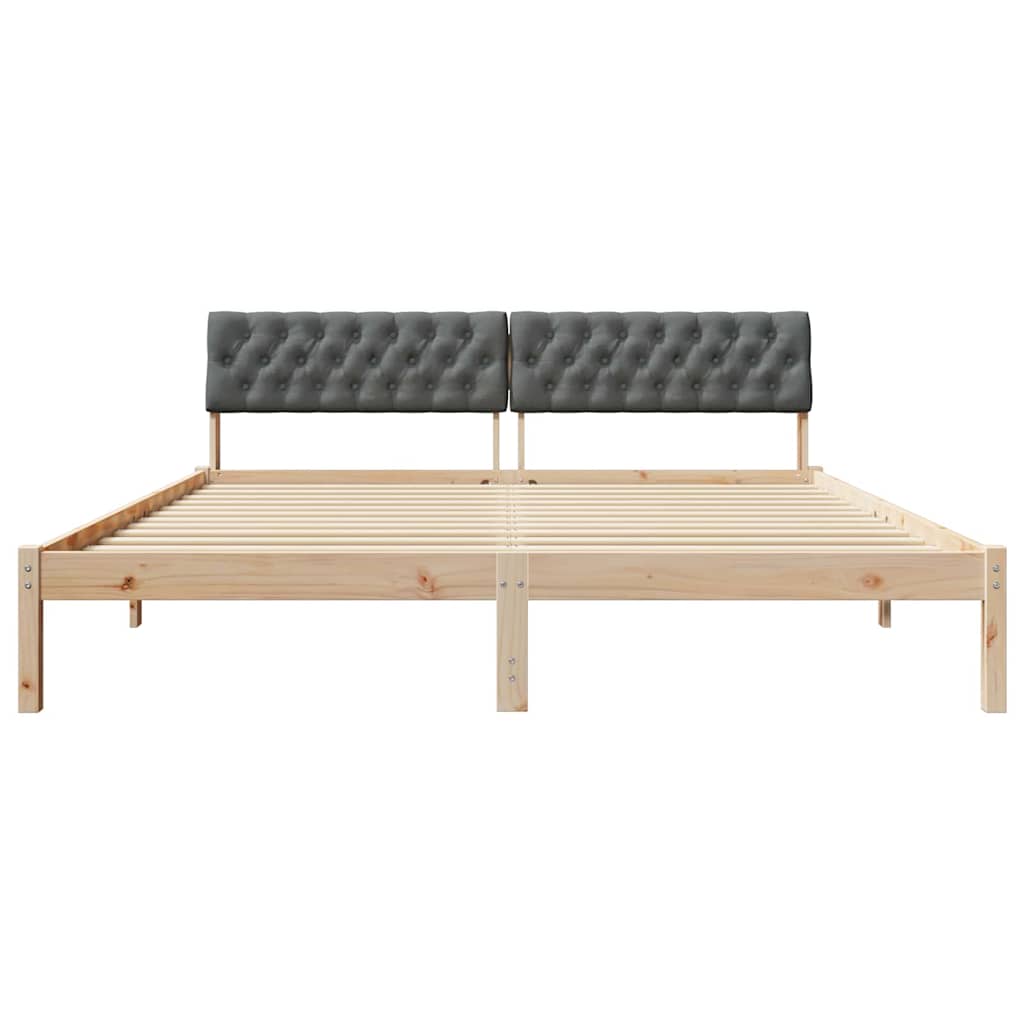 Bettgestell Braun und hellgrau 200 x 200 cm Massivholz Kiefer