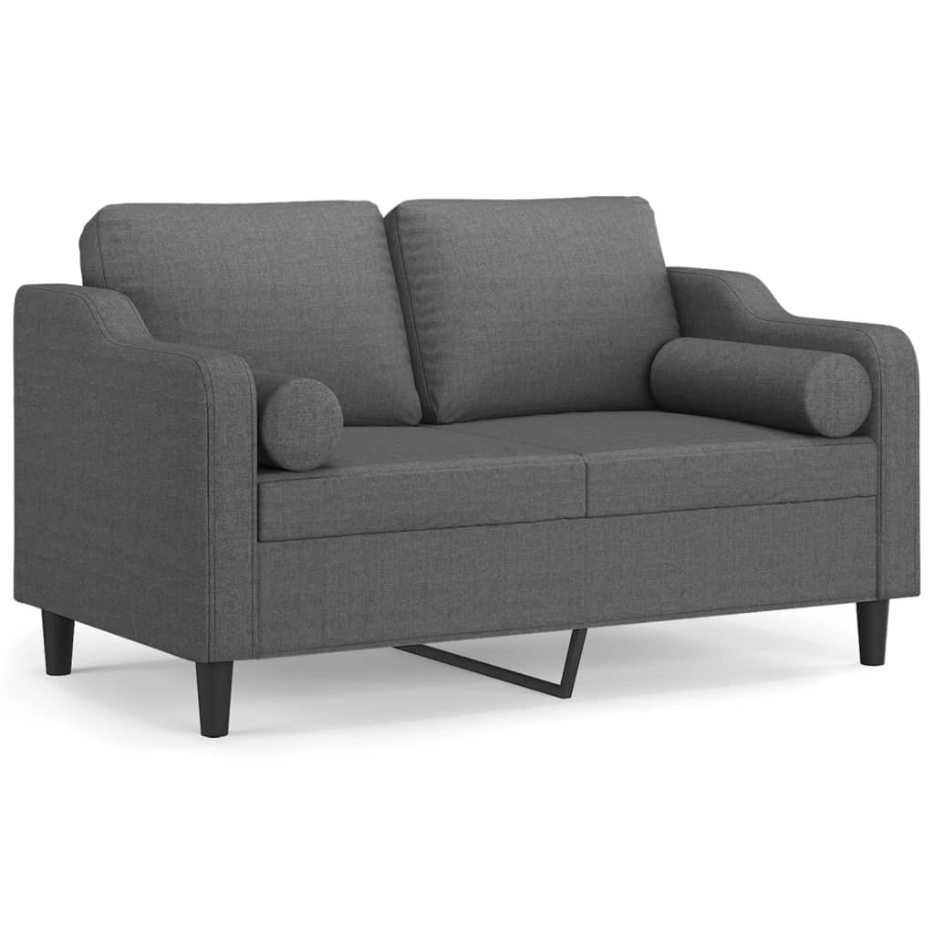 2-Sitzer-Sofa mit Zierkissen Braun 120 cm Stoff