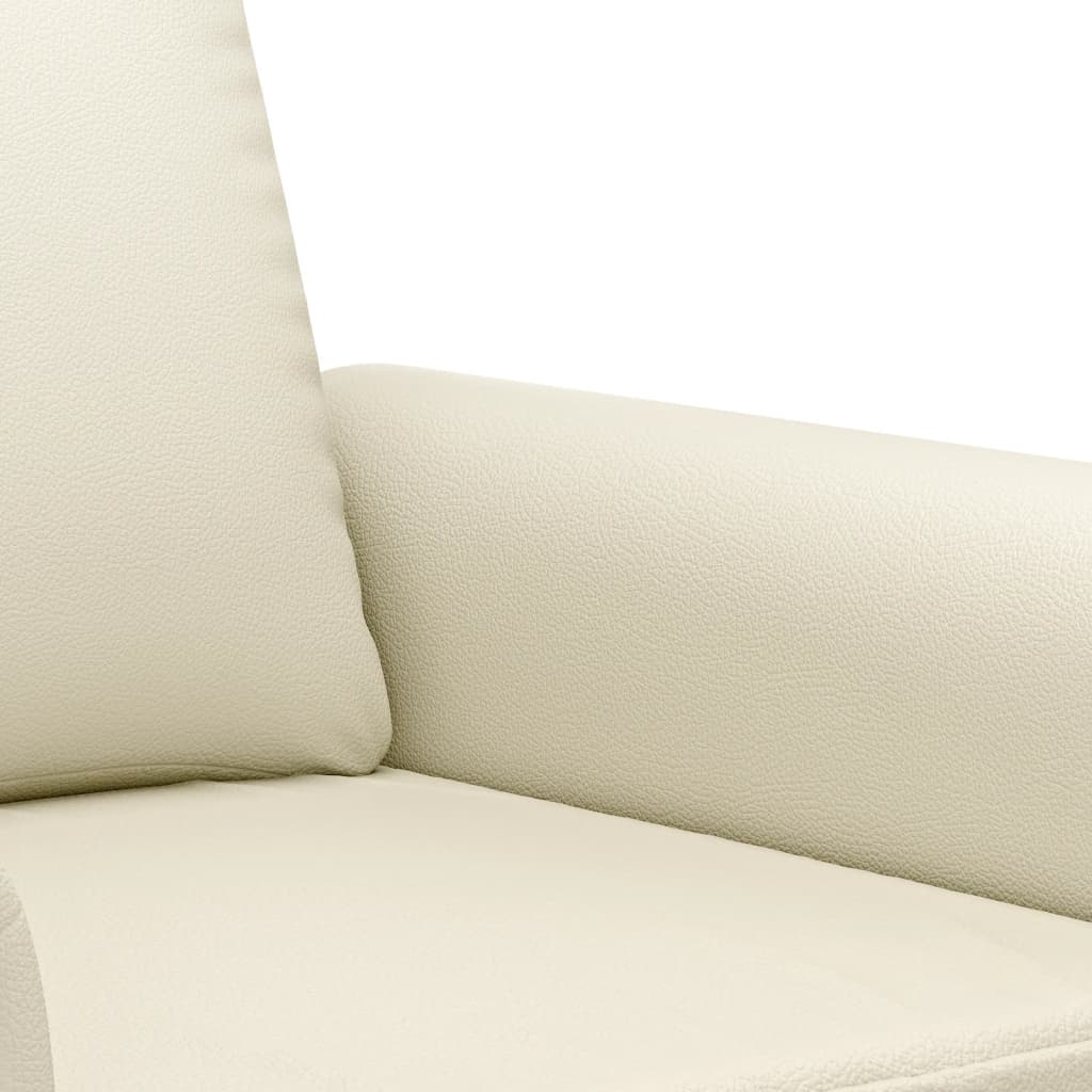 3-tlg. Sofagarnitur mit Kissen Creme Kunstleder