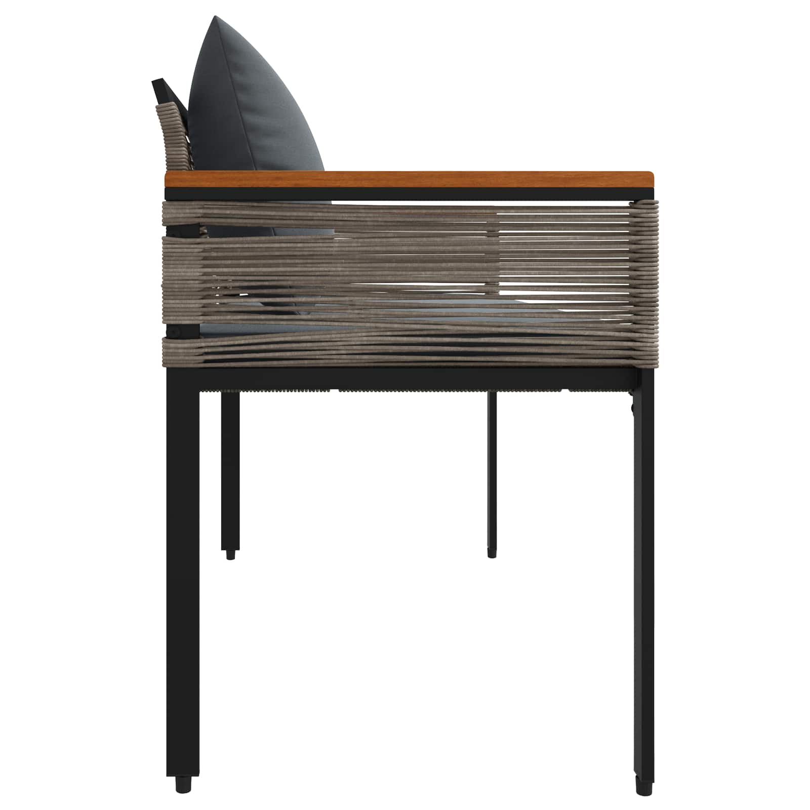 Bank Outdoor mit Kissen Schwarz 117 x 54 x 74,5 cm Poly-Rattan