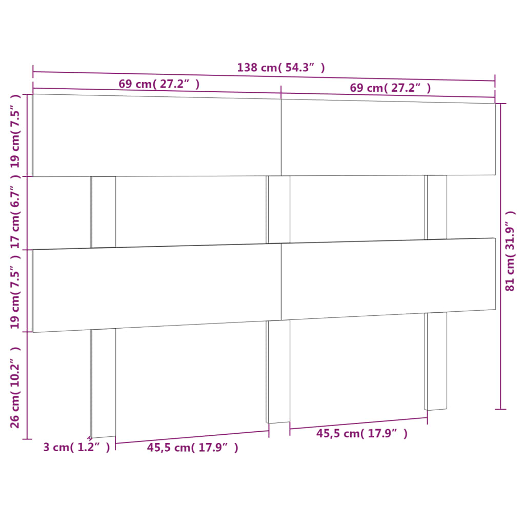 Bett-Kopfteil 78,5x3x81 cm Massivholz Kiefer