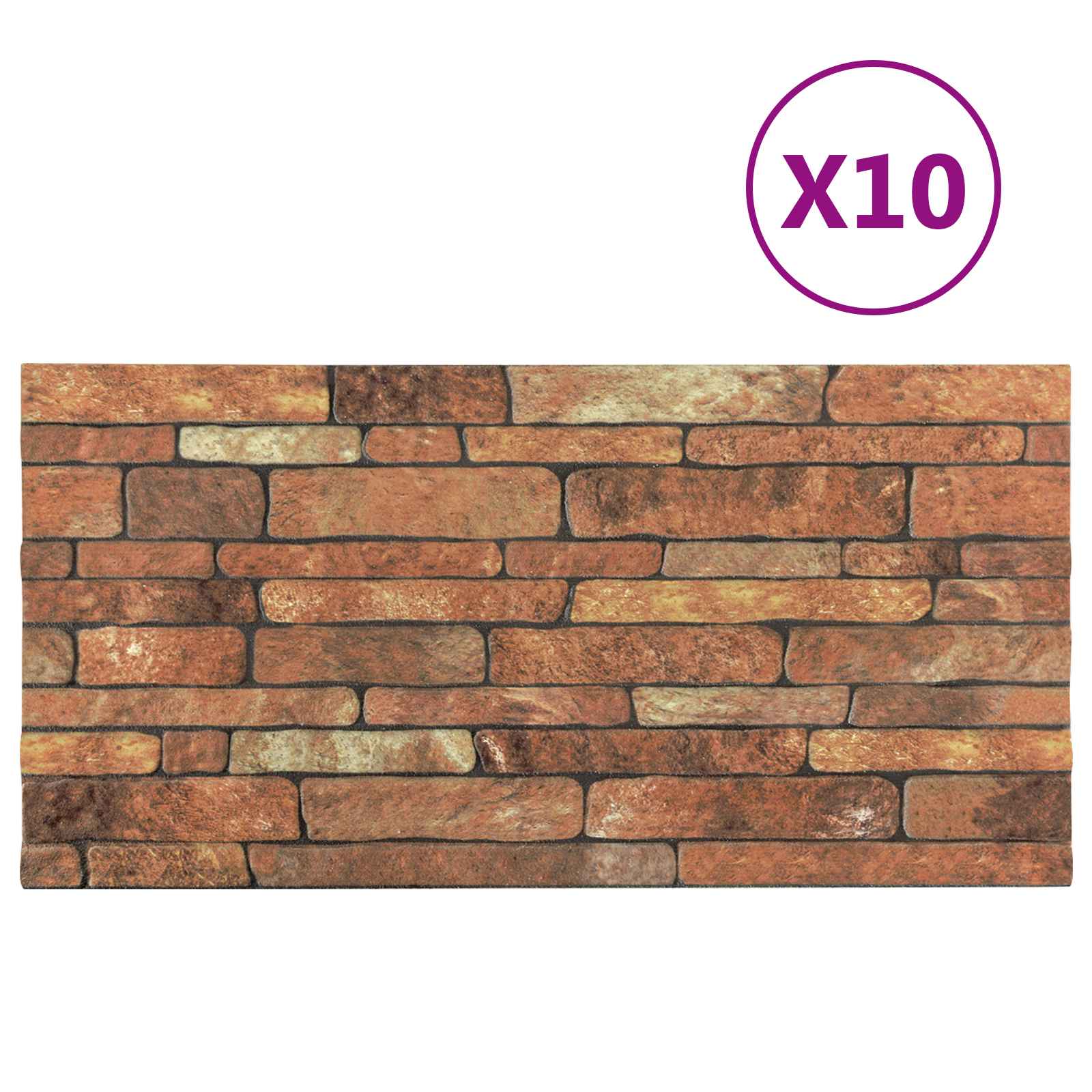 Wandpaneele 10 pcs Ziegel 100 x 50 cm EPS-Schaum