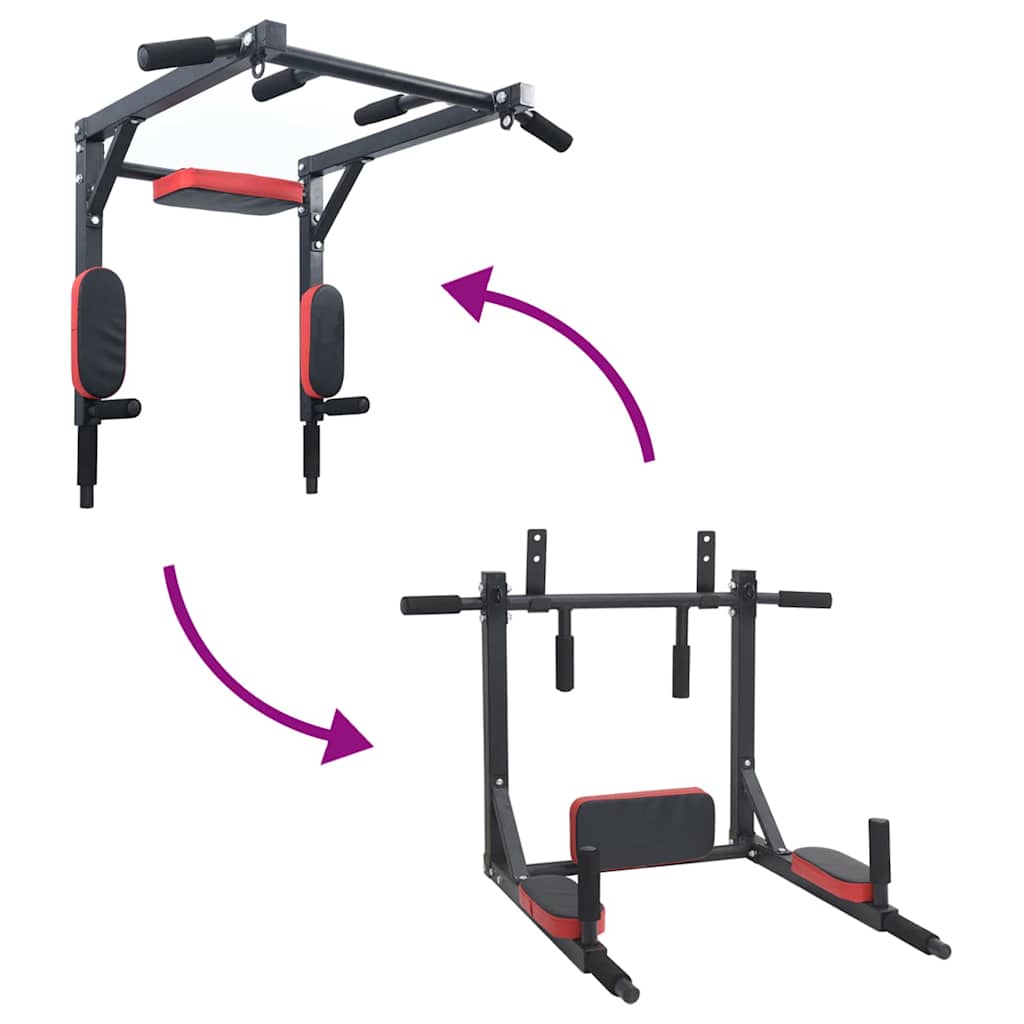Dip Station Schwarz und Rot 72,5 x 70 x 31 cm