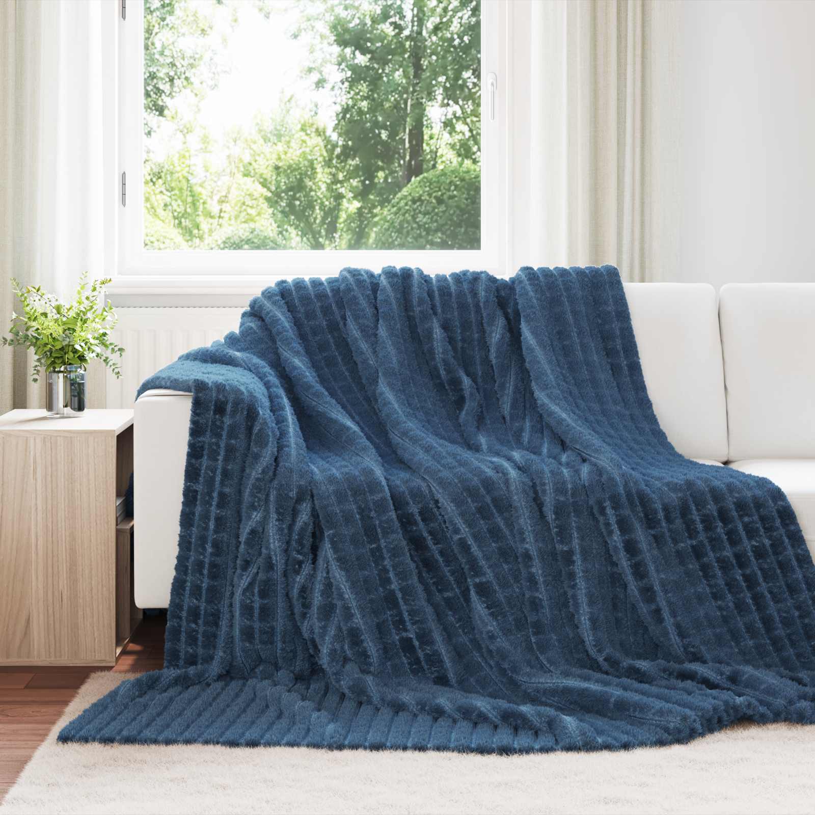 Überwurfdecke Beige 150 x 130 cm Fleece