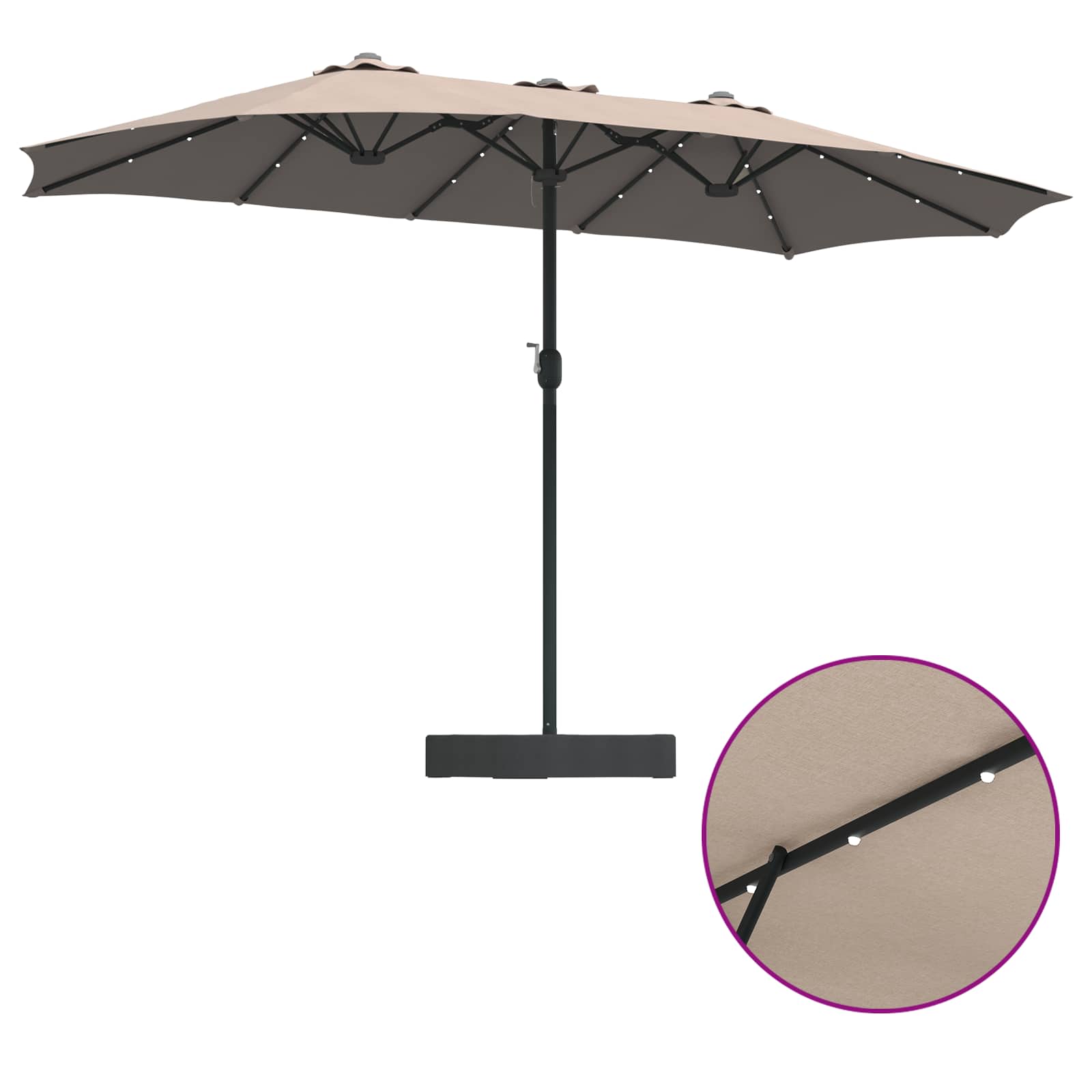 Garten-Sonnenschirm Sand und Anthrazit 385 x 209 x 244 cm