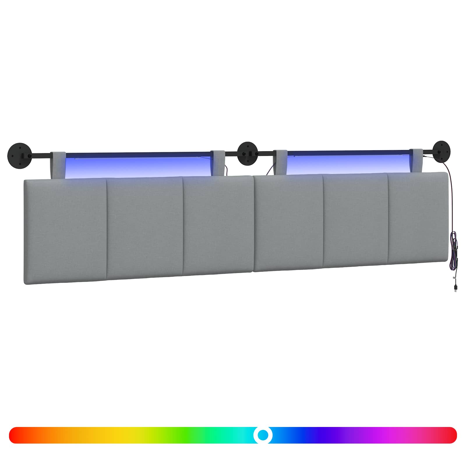 Hängendes Kopfteil Mit LED Licht Wolkengrau Stoff