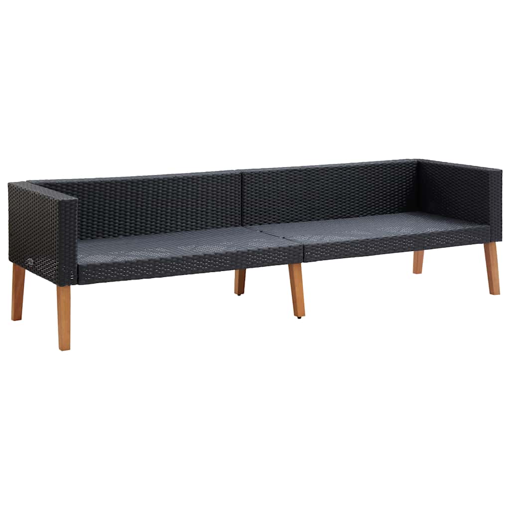 3-Sitzer-Gartensofa mit Auflagen Poly Rattan Beige