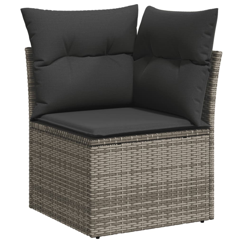 10-tlg. Garten-Sofagarnitur mit Kissen Schwarz Poly Rattan